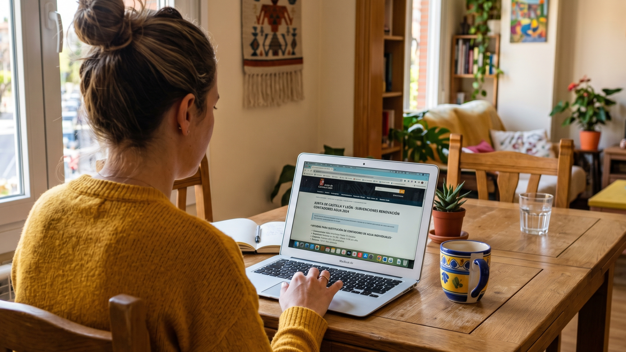 Mujer revisando las subvenciones para cambiar los contadores de agua
