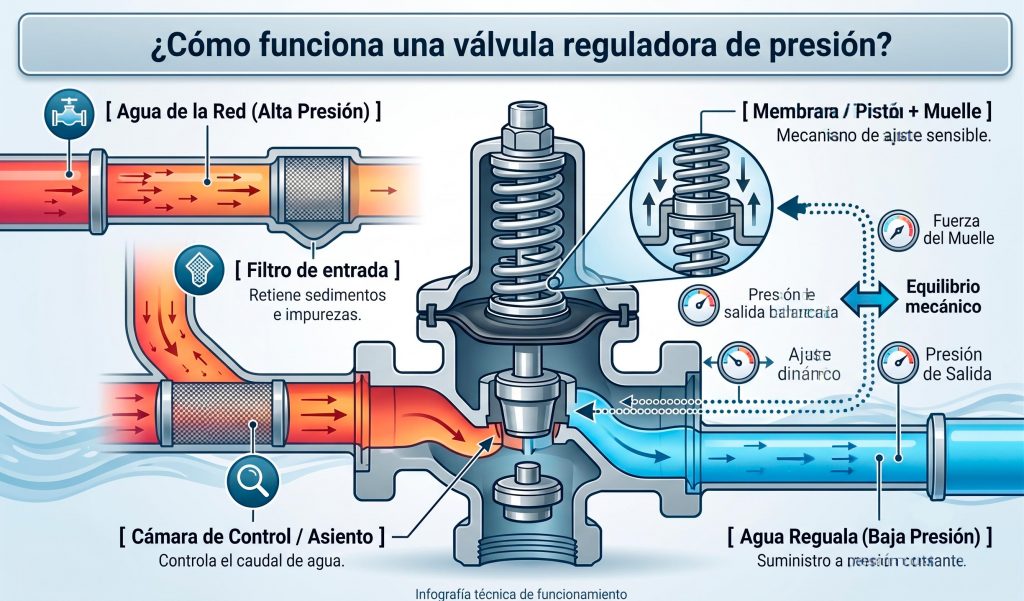 como funciona una valvula reguladora de presion